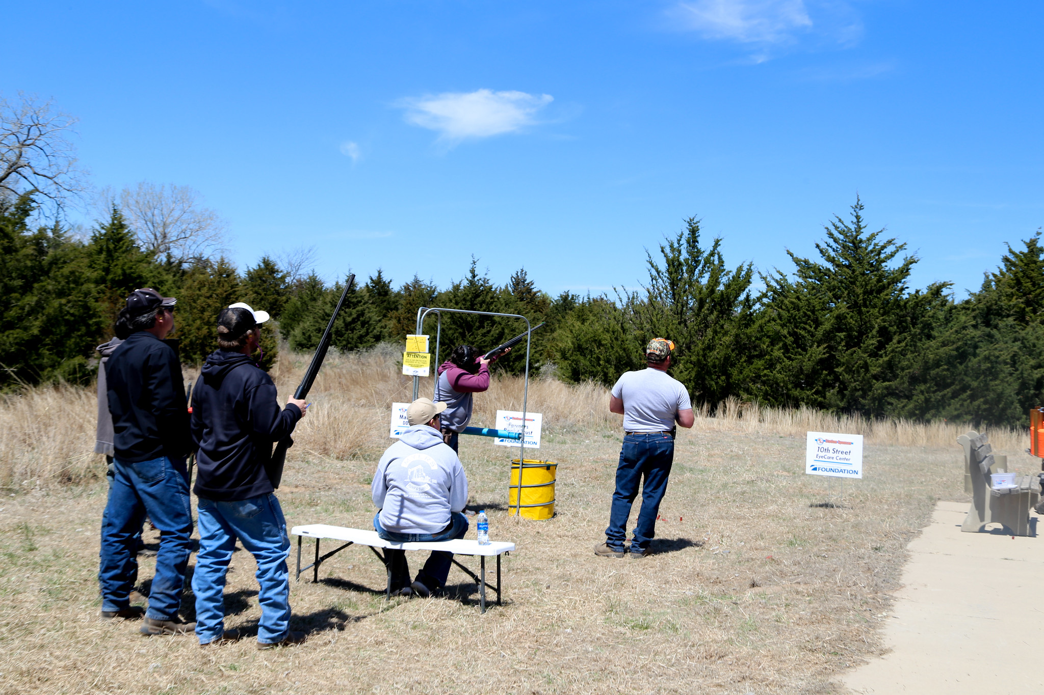 Shooters at the 2019 Clay Shoot take their turns at one of the stations. 