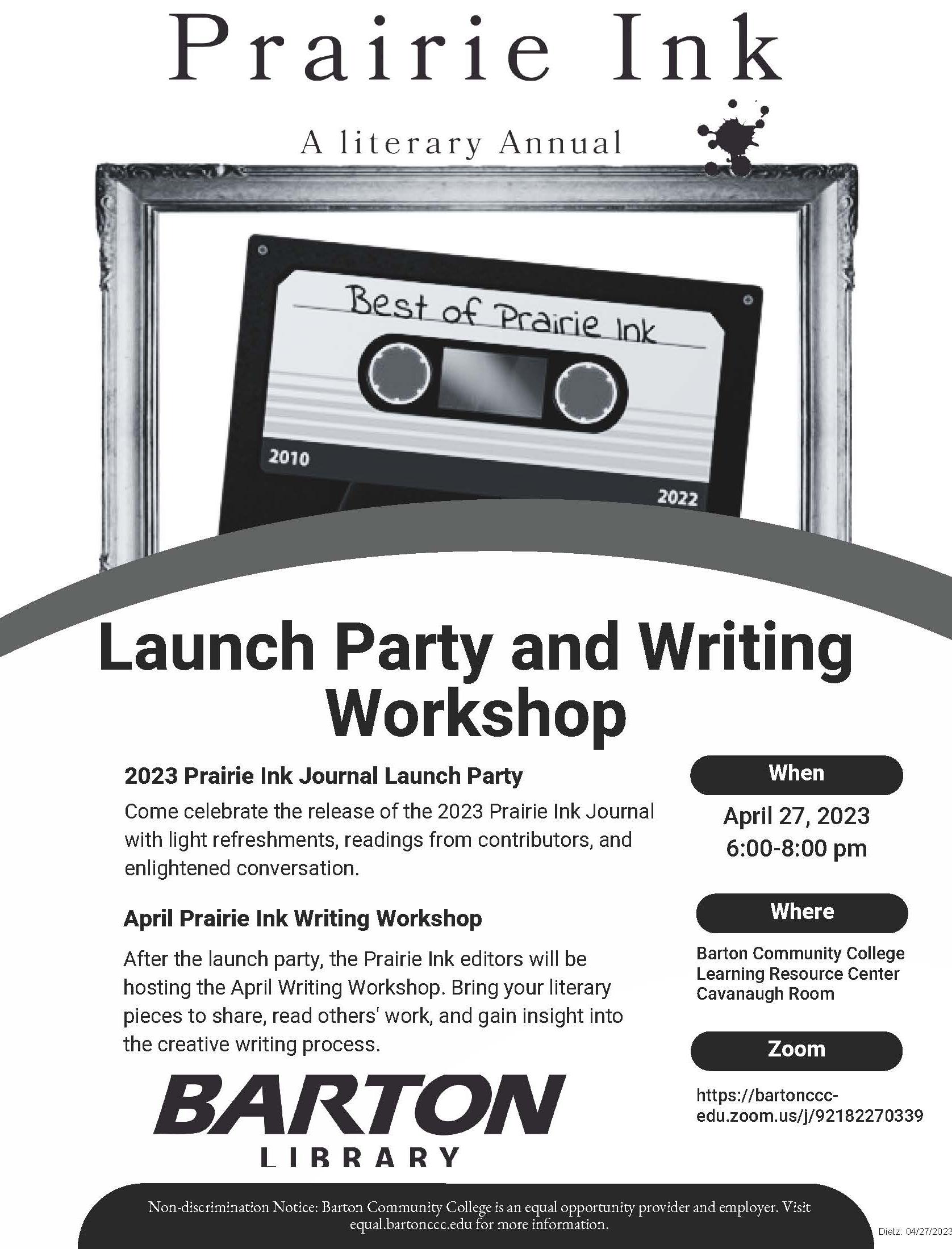 poster for a launch party with a cassette tape on it