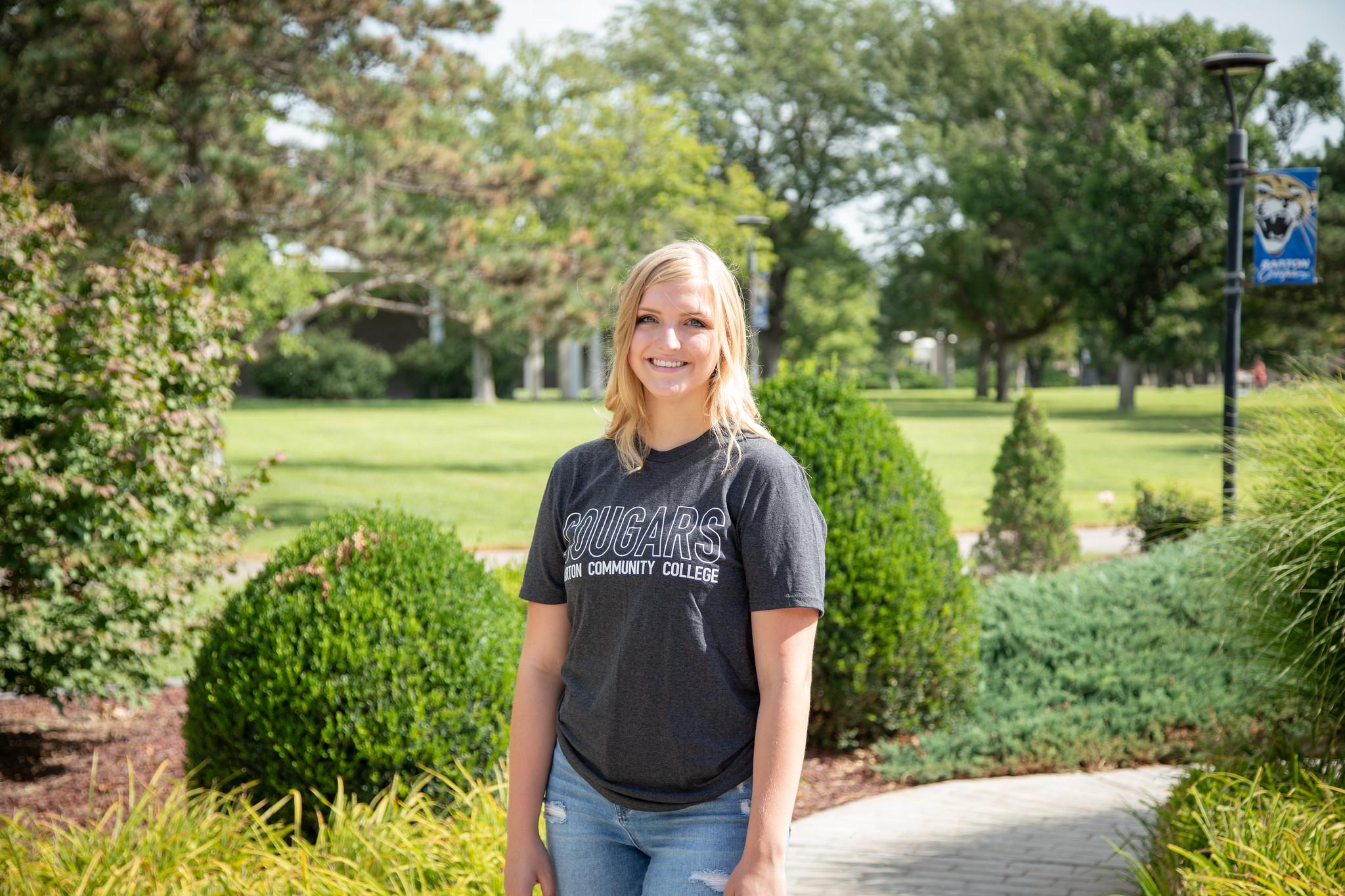 Elle Hutchinson standing on Barton campus