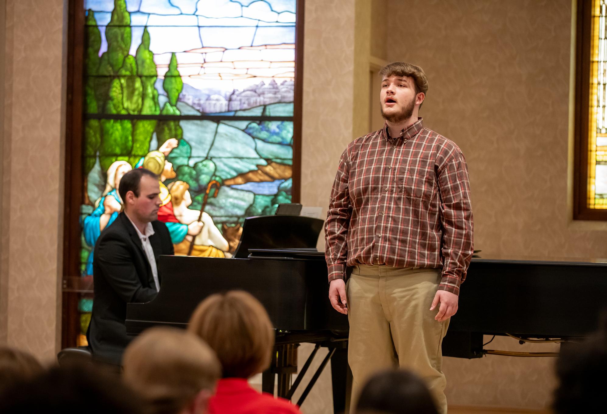 student singing