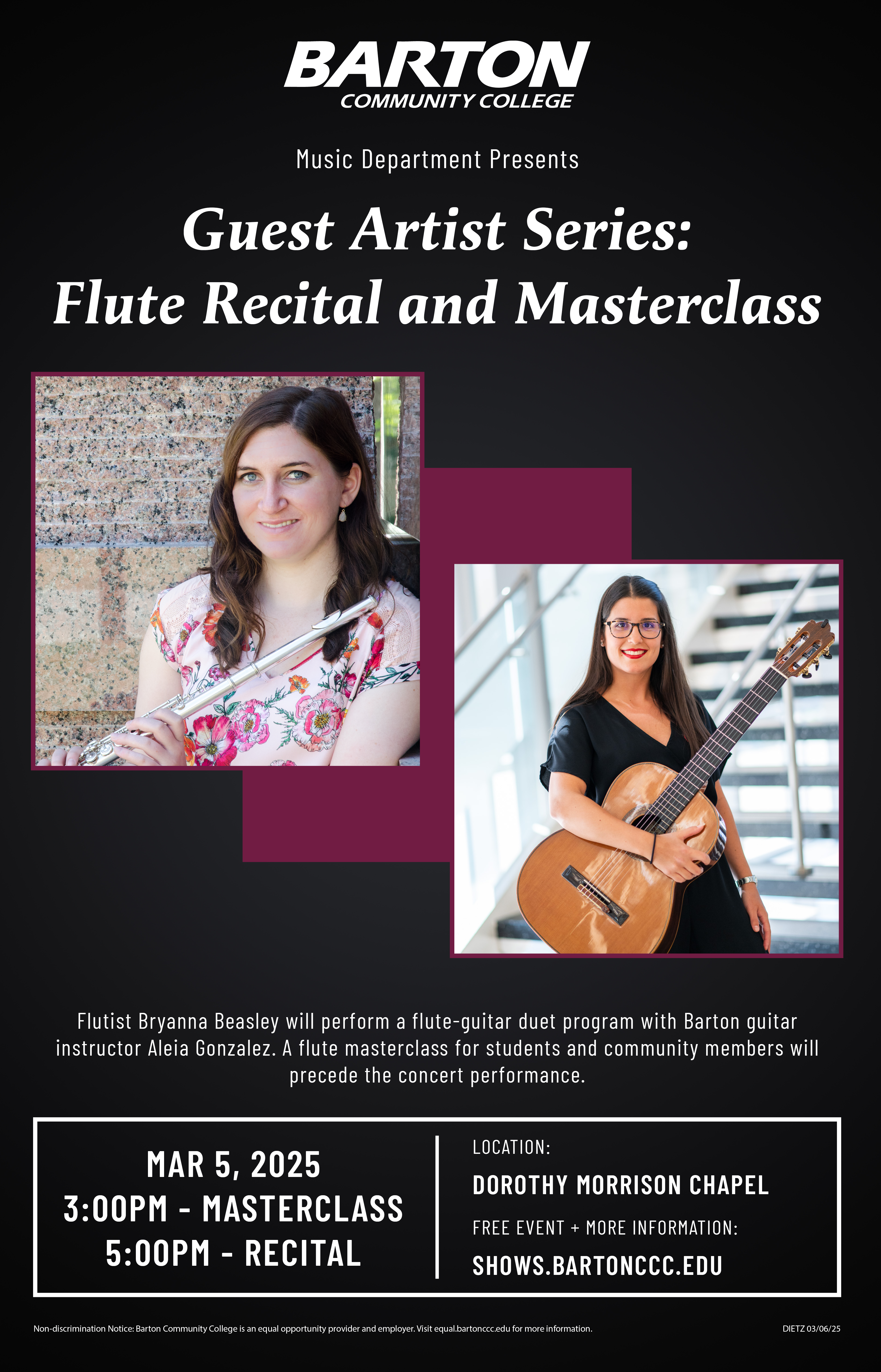 poster with flute player and guitar player on it