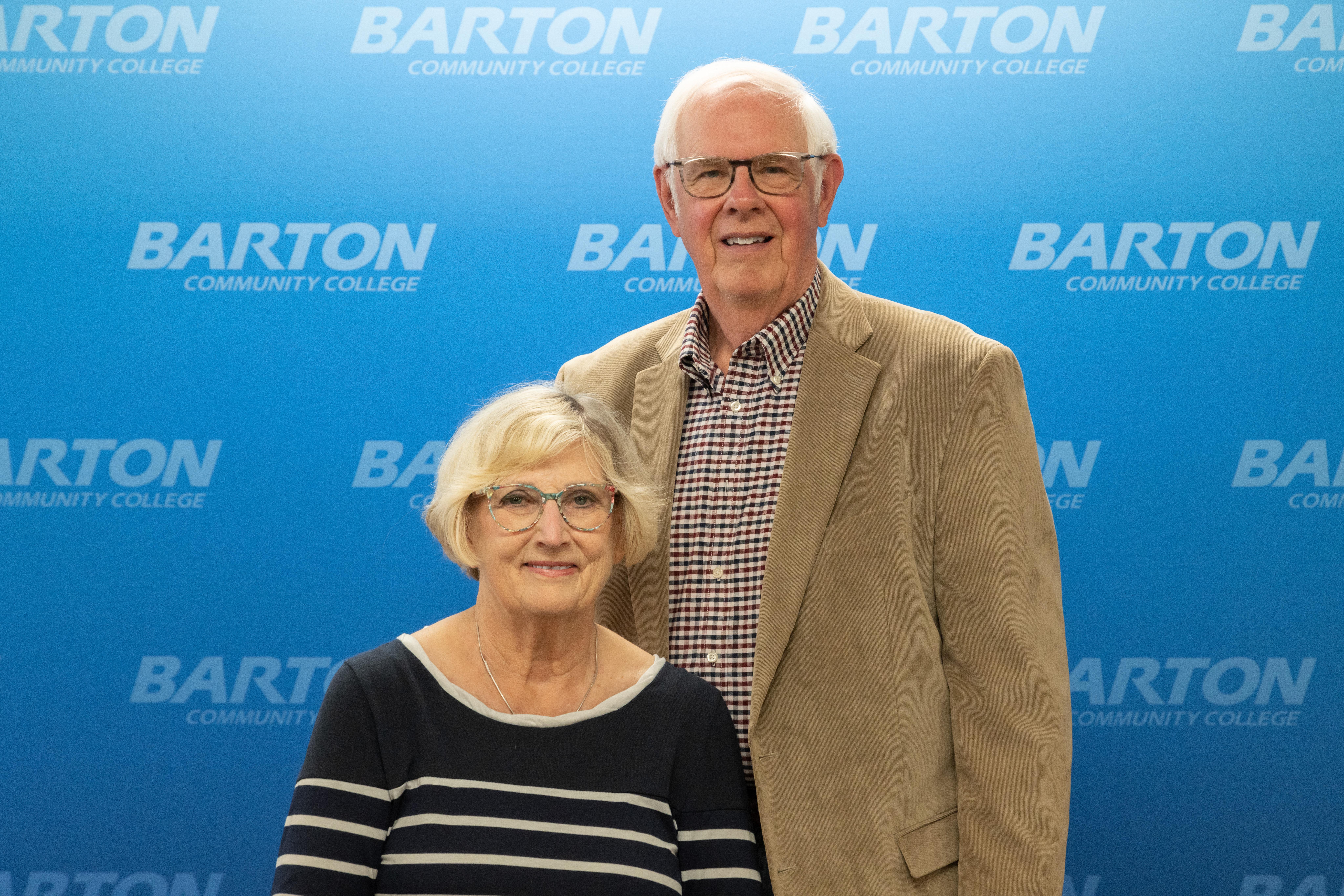 Dr. Perry and Krista Smith were presented with the 2025 Distinguished Service Award during Barton's commencement ceremony Friday night in the Barton Gymnasium.