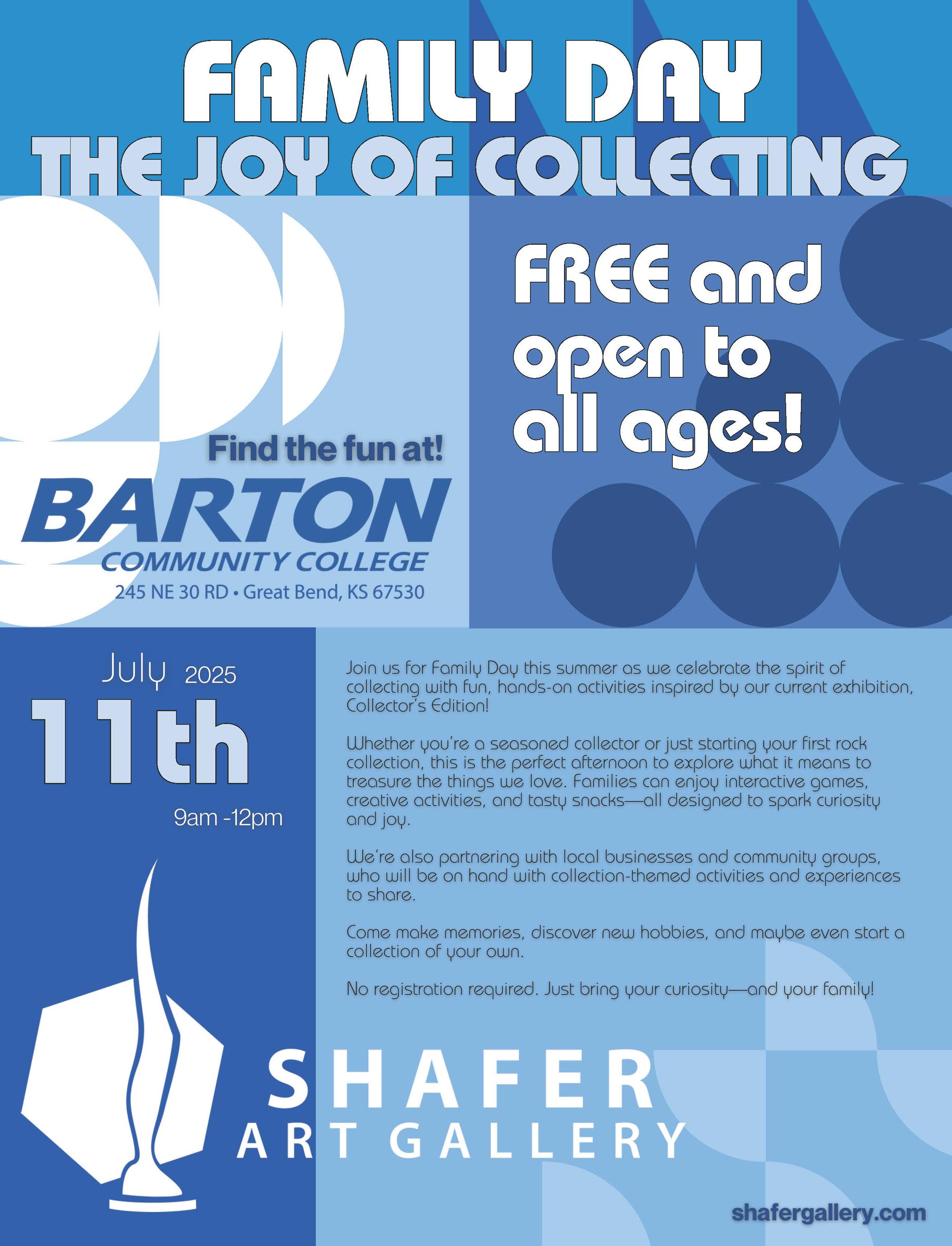 poster for an event with blue background white lettering