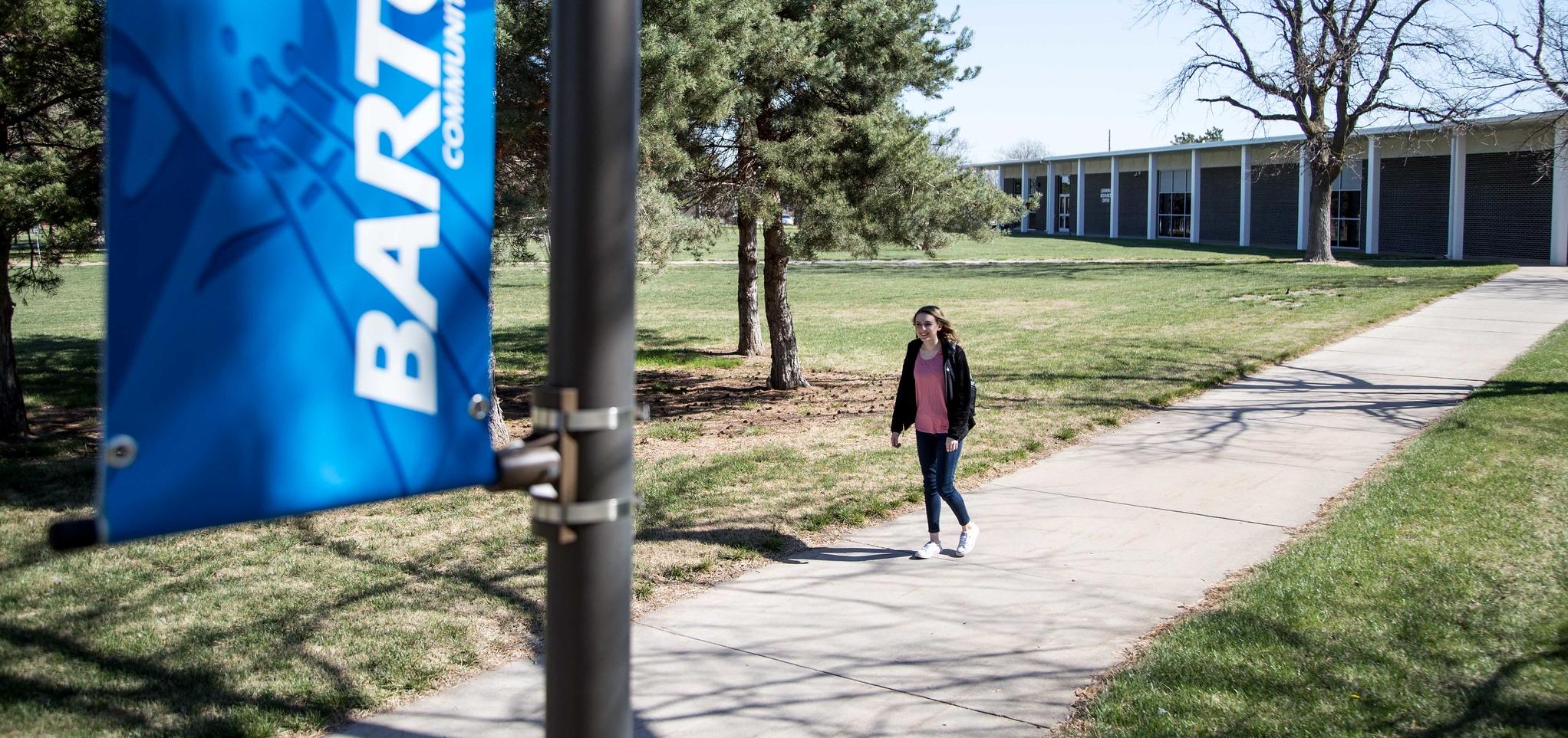 Student walks on campus