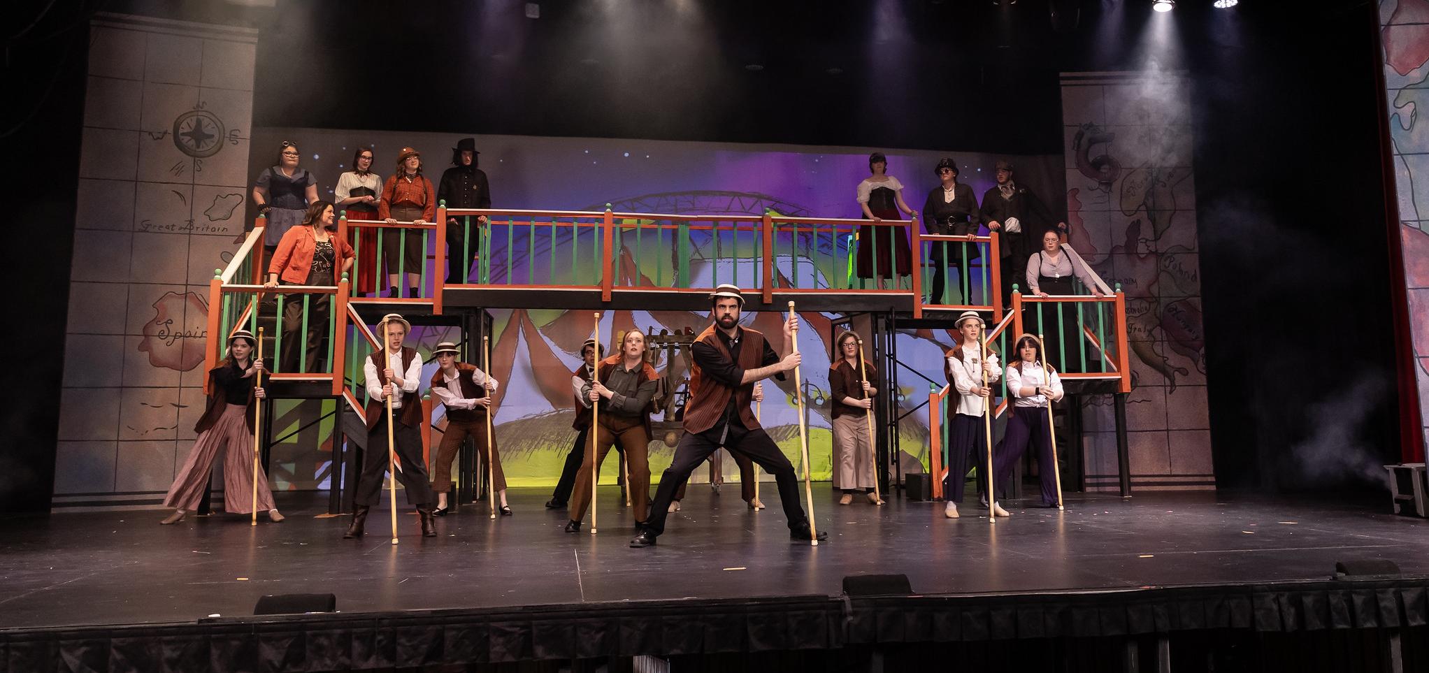 Performers act on stage at Barton during "Chitty Chitty Bang Bang" show